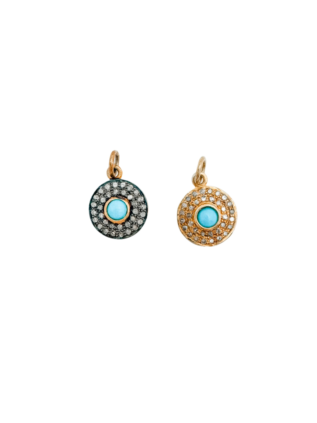 Turquoise and Gold and Silver Charm