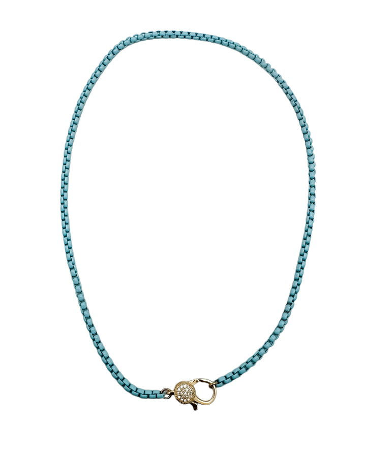 Coated Chain Necklace with Pave Clasp