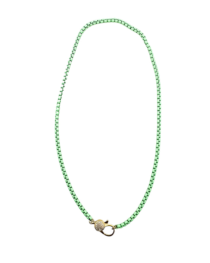 Coated Chain Necklace with Pave Clasp