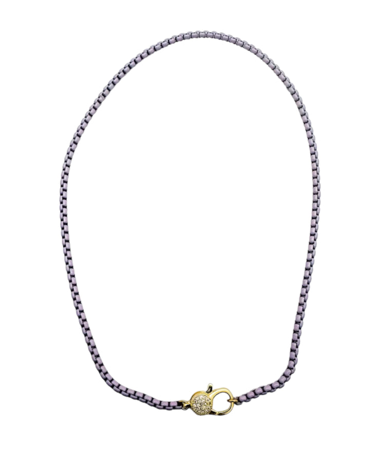 Coated Chain Necklace with Pave Clasp