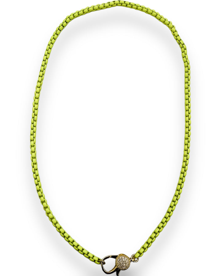 Coated Chain Necklace with Pave Clasp