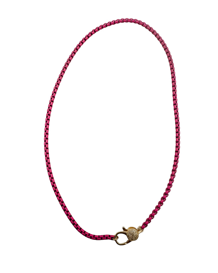 Coated Chain Necklace with Pave Clasp