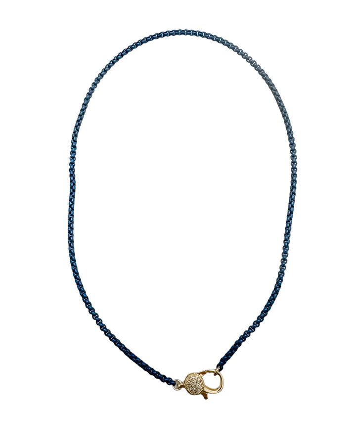 Coated Chain Necklace with Pave Clasp