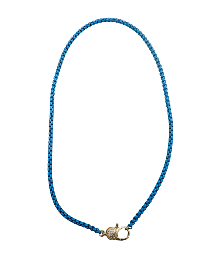 Coated Chain Necklace with Pave Clasp