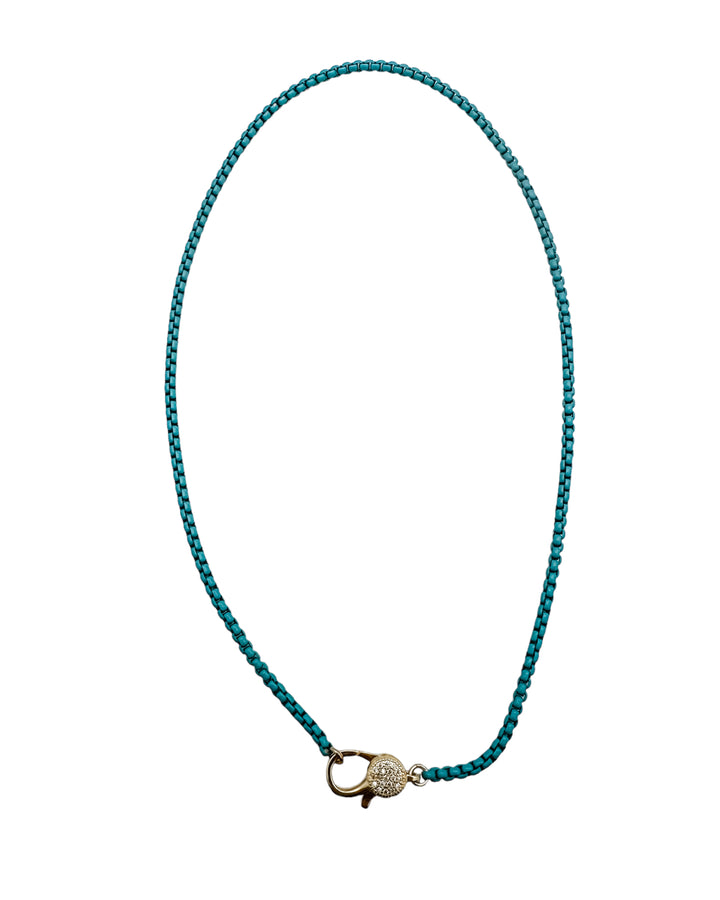 Coated Chain Necklace with Pave Clasp