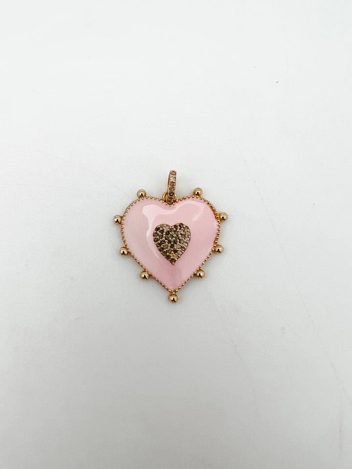 Enamel heart with Pave Diamonds