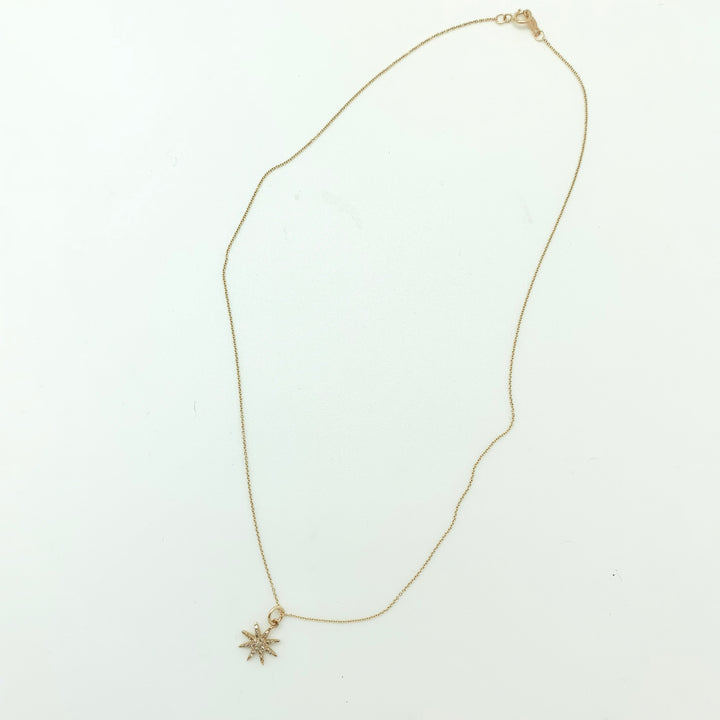 Starburst Gold Pave Diamond Necklace