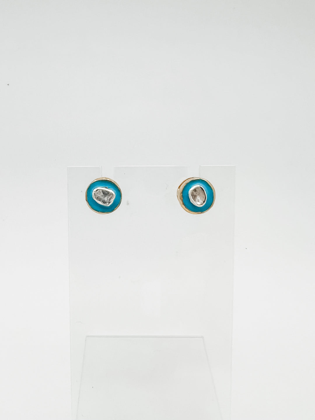 Enamel Rosecut Stud Earrings