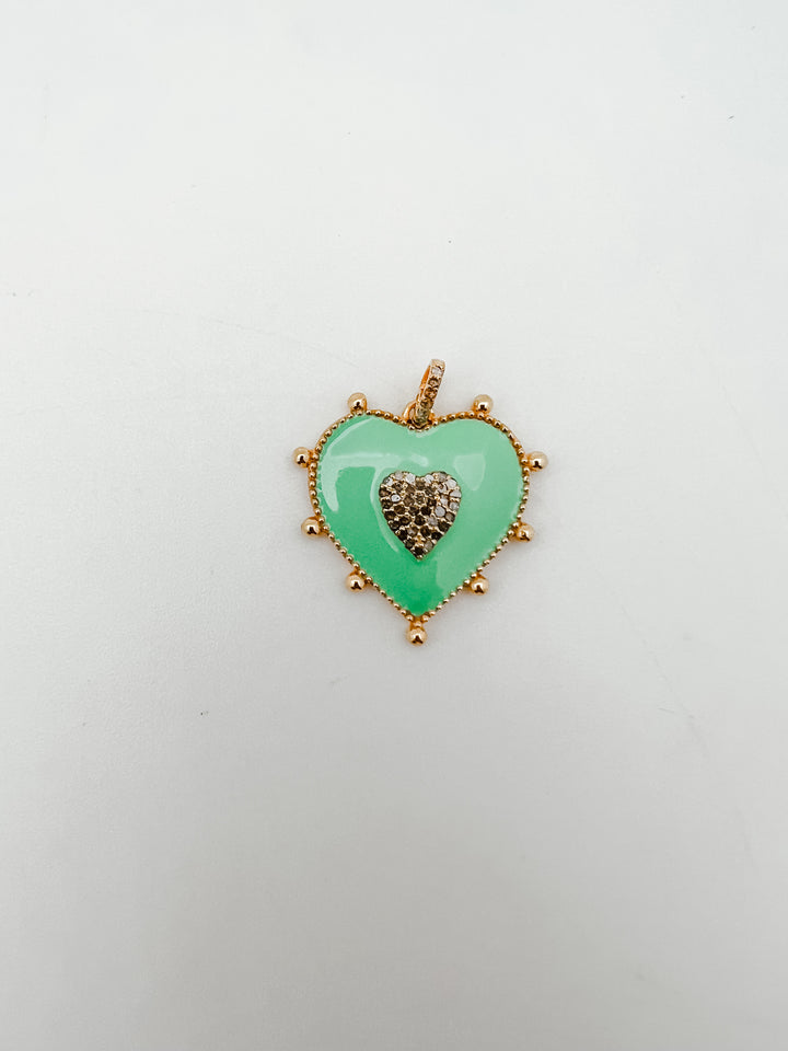 Enamel heart with Pave Diamonds