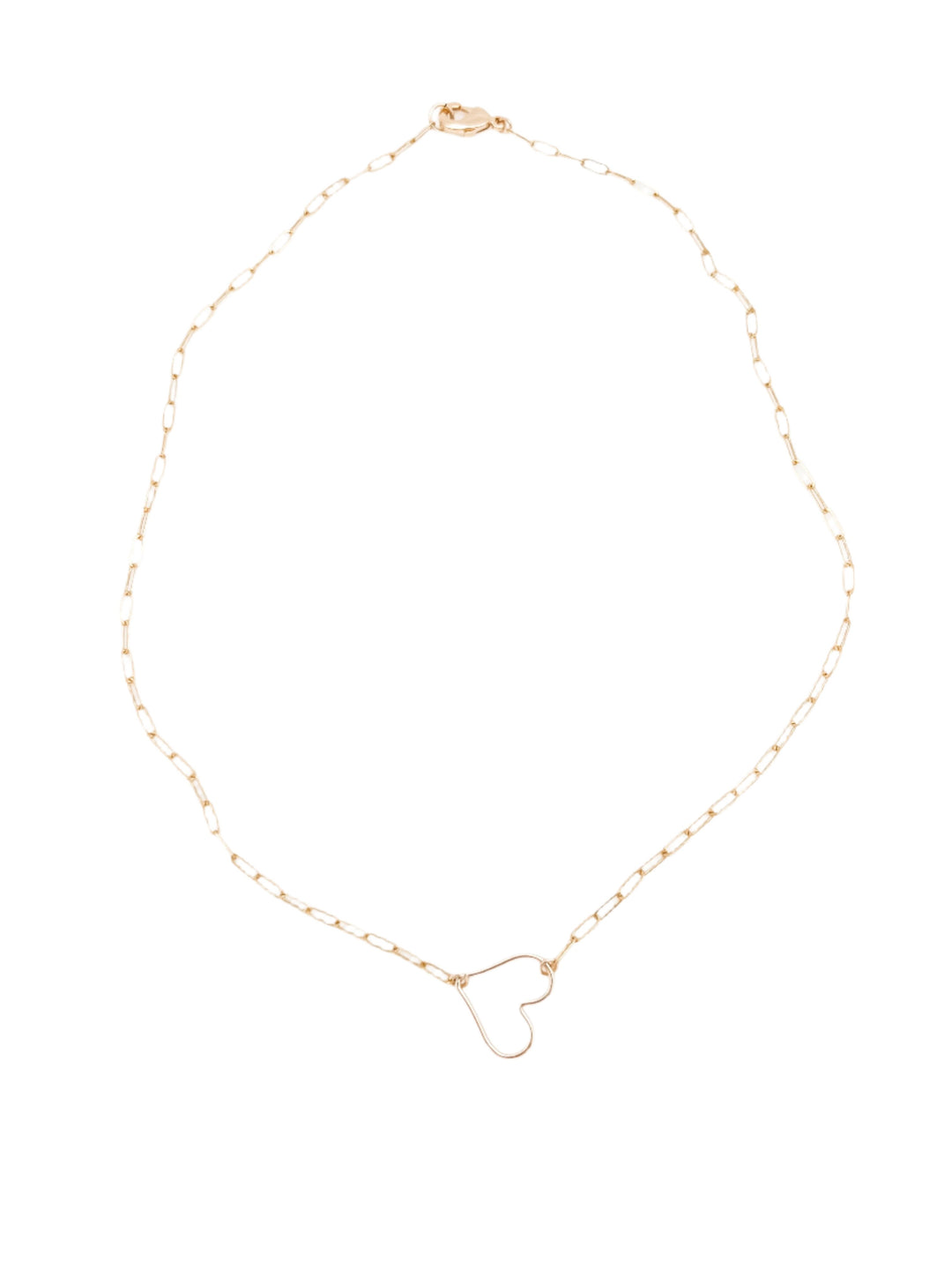 Gold Heart Pendant Paperclip Chain Necklace