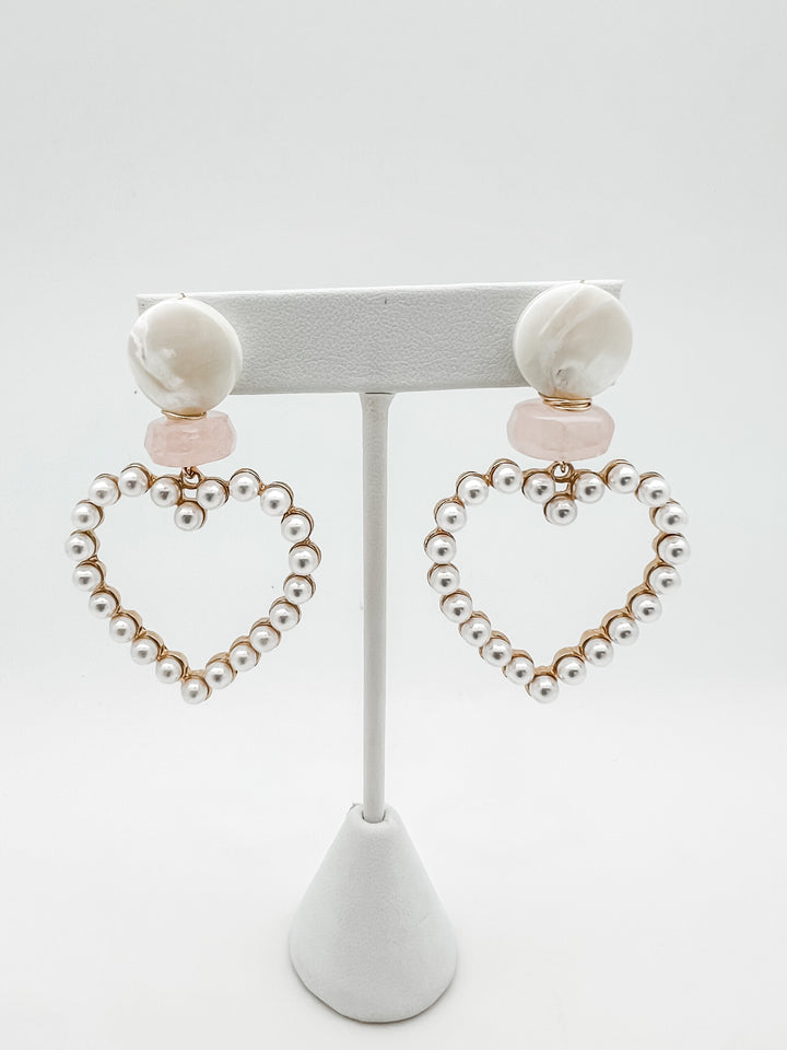 Pearl Heart Earrings
