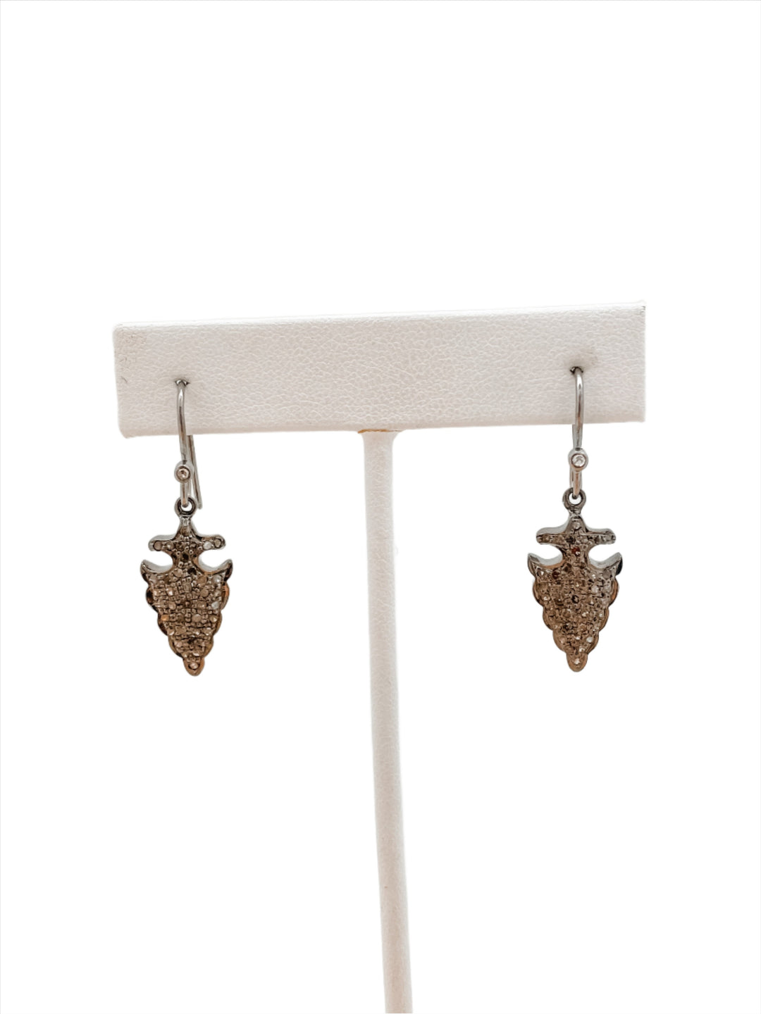 Pave Diamond arrowhead dangle earrings