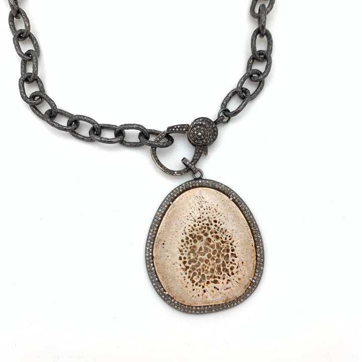 Sterling Silver Chain with Pave Diamond Clasp