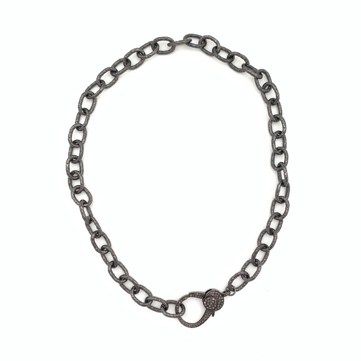 Sterling Silver Chain with Pave Diamond Clasp