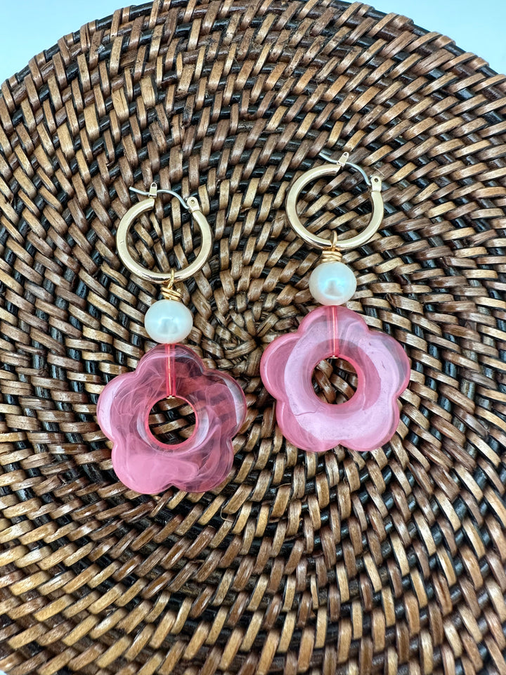 Bloom Acrylic and Pearl Drop Earring