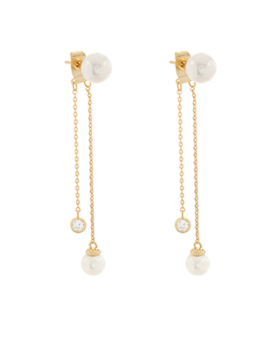 Double Pearl Drop Earring