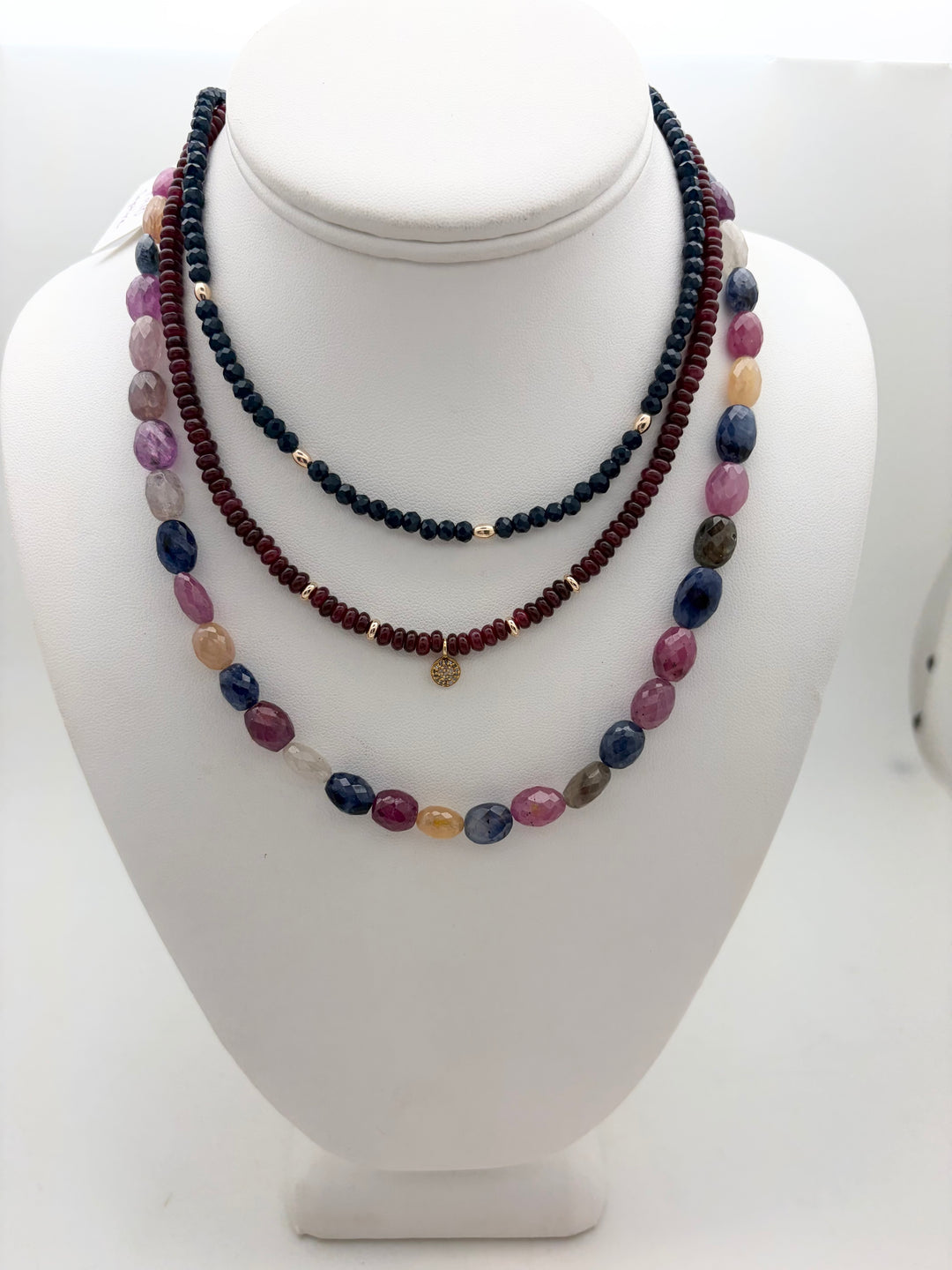 Burgundy Jade and Diamond Necklace