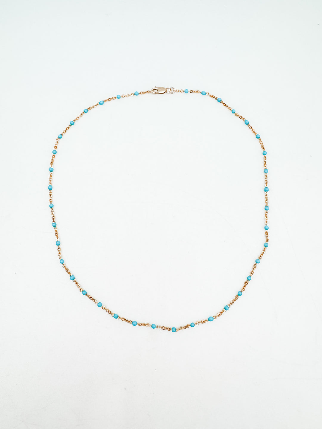 Turquoise Enamel Beaded Chain Necklace