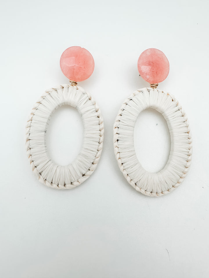 Oval Raffia Earrings