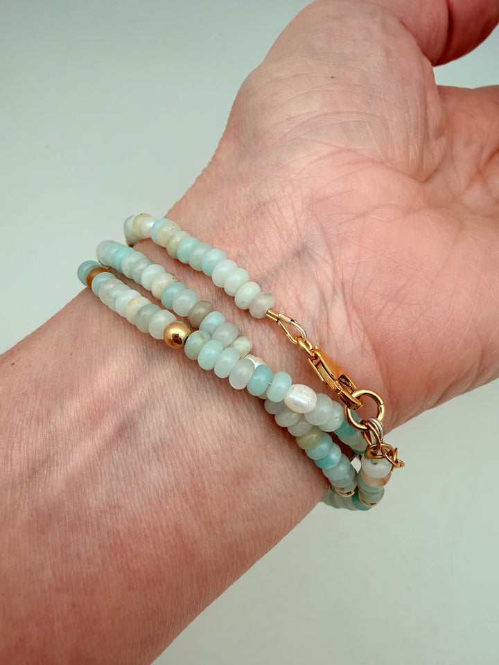 Amazonite Layer Necklace and Bracelet