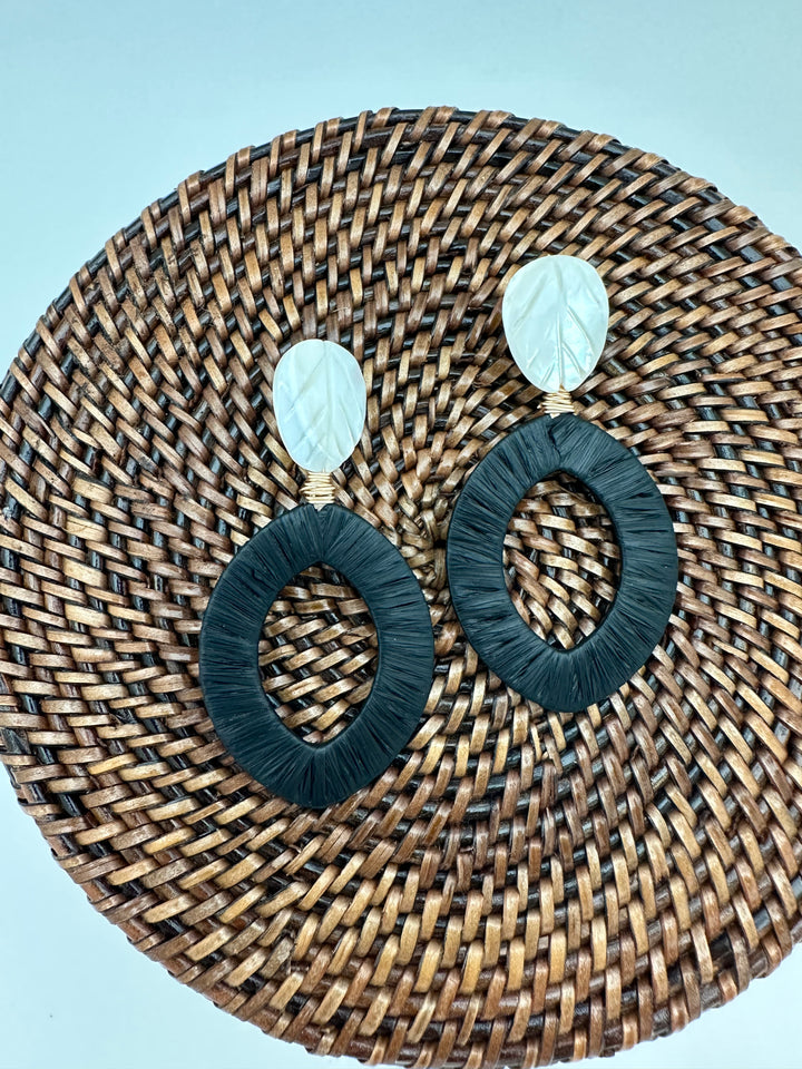 Wales Black Raffia Wrapped Earrings