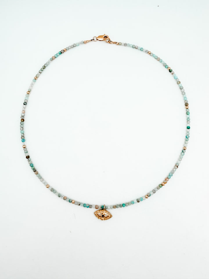 Amazonite and Evil Eye Necklace