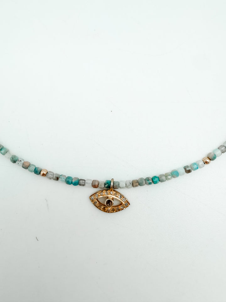 Amazonite and Evil Eye Necklace