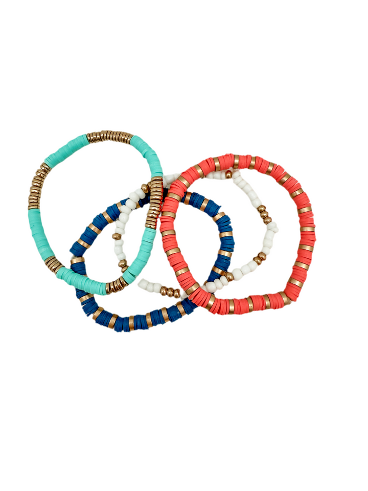 Pink and Blue Bracelet Stack