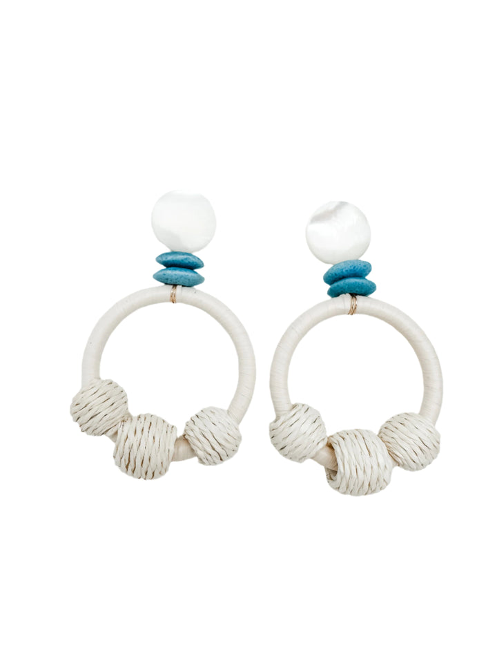 Cream Raffia Wrapped Statement Earring