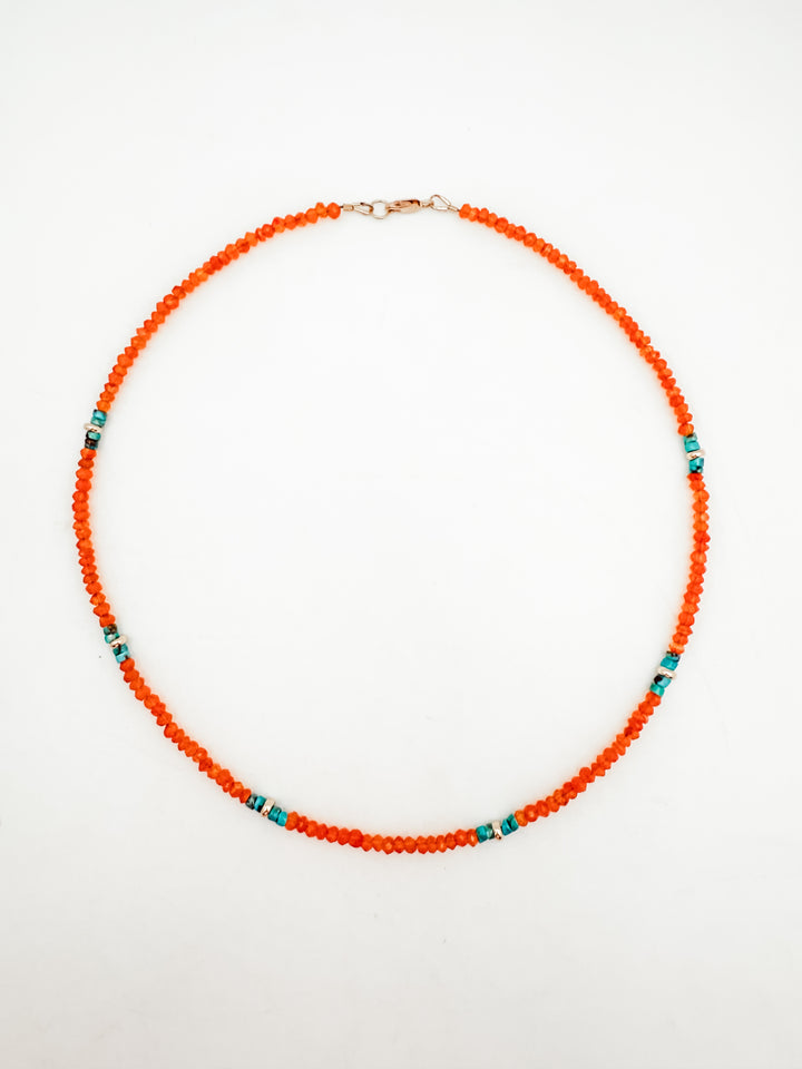 Orange Carnelian and Turquoise Necklace
