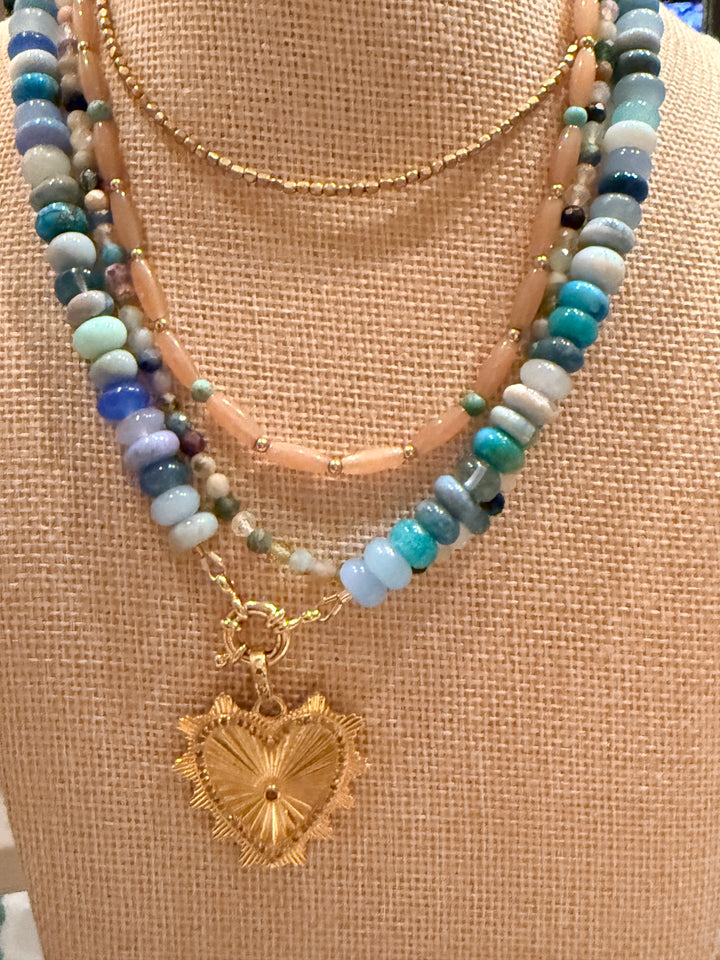 Mixed Blue Gemstone Candy Necklace