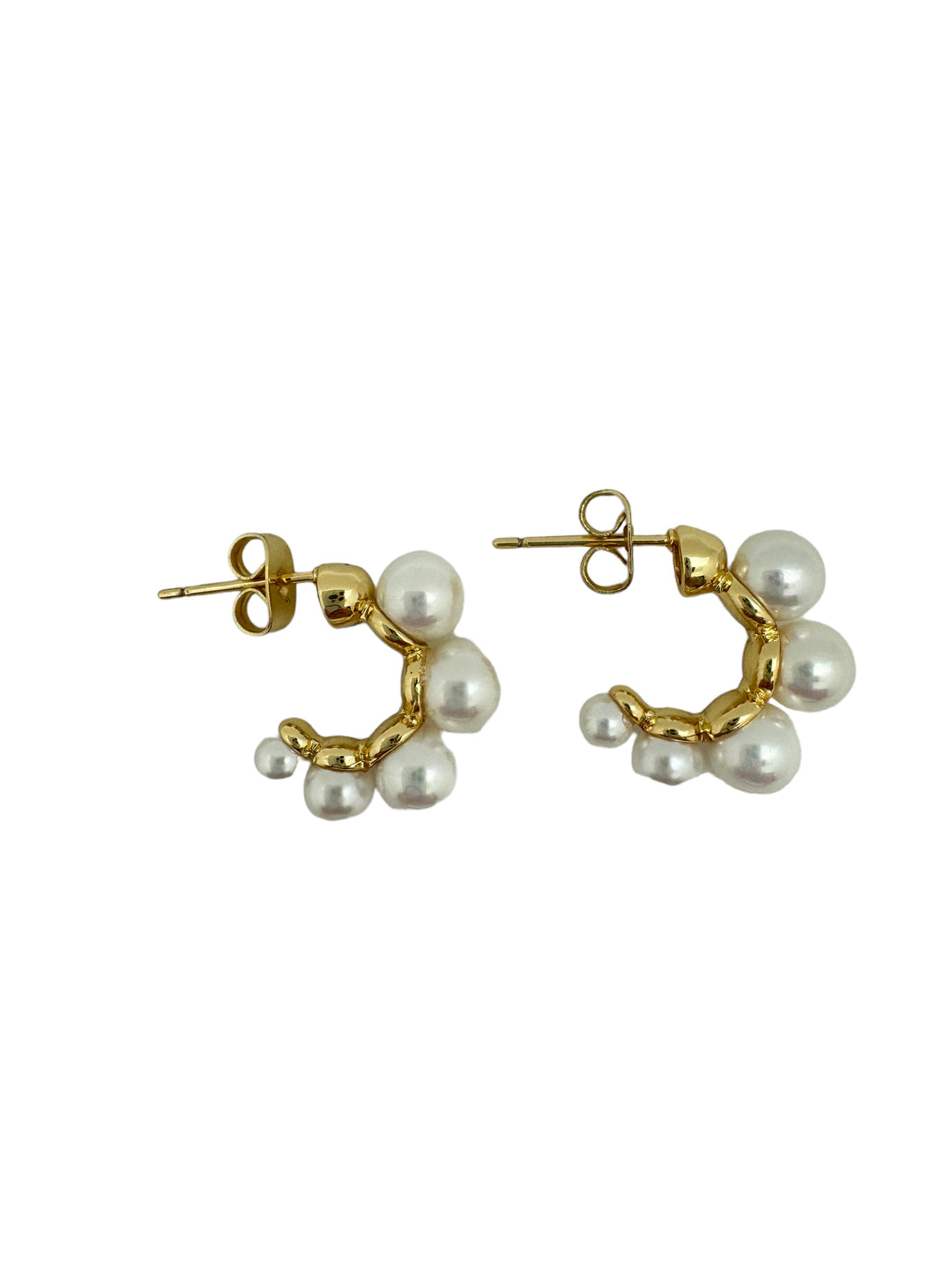 Small Pearl and Gold Hoop Earring