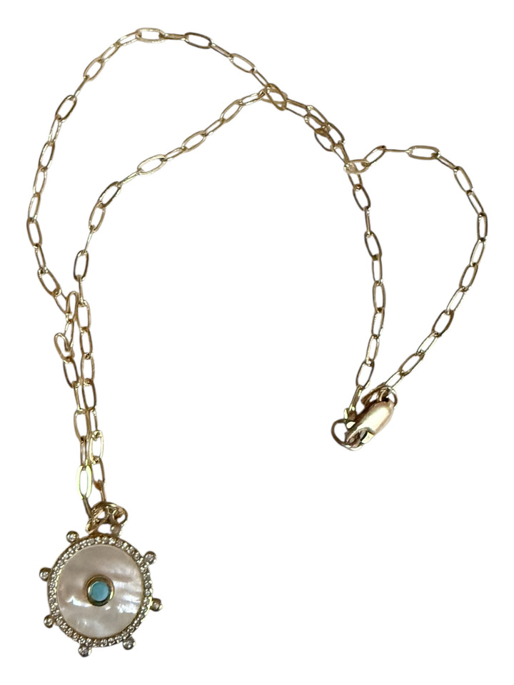 Nautical Mother of Pearl and turquoise Necklace