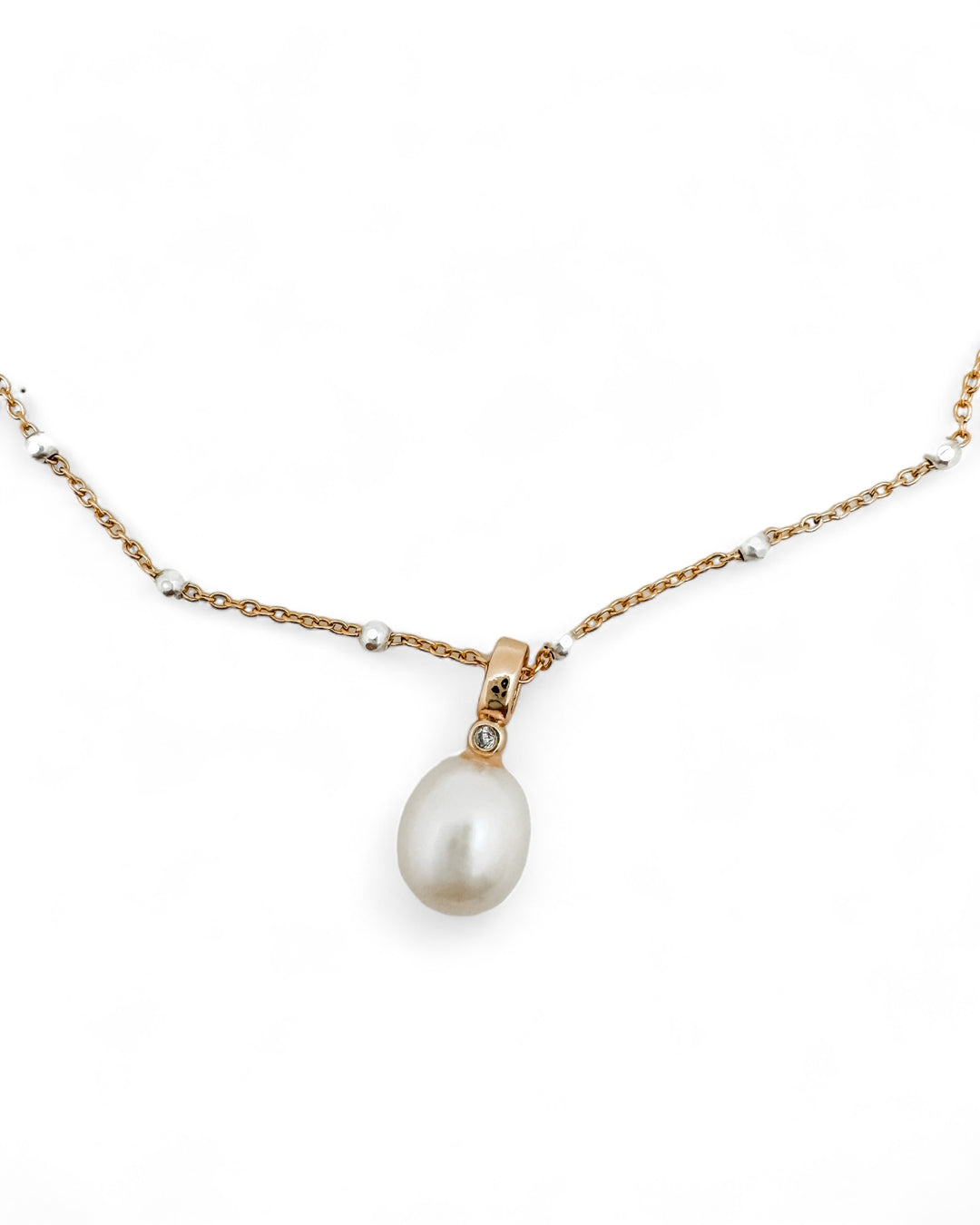 Light Blue Chalcedony and Pearl Necklace