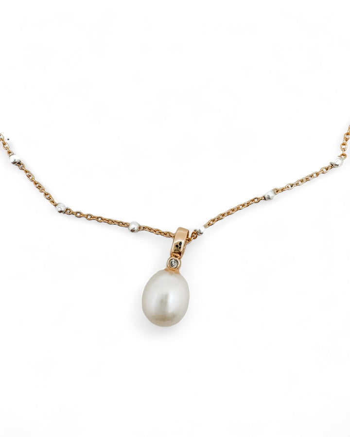 Light Blue Chalcedony and Pearl Necklace