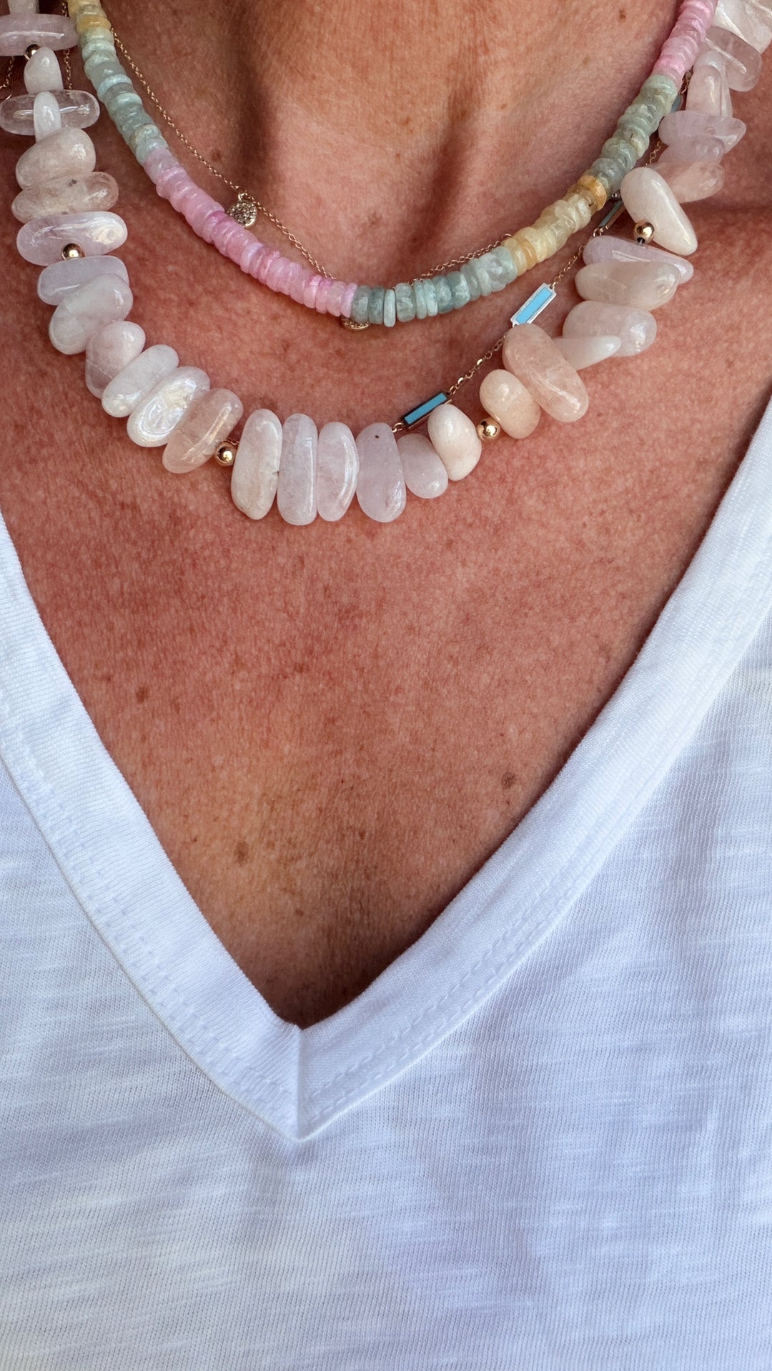 Morganite Gemstone Statement Necklace