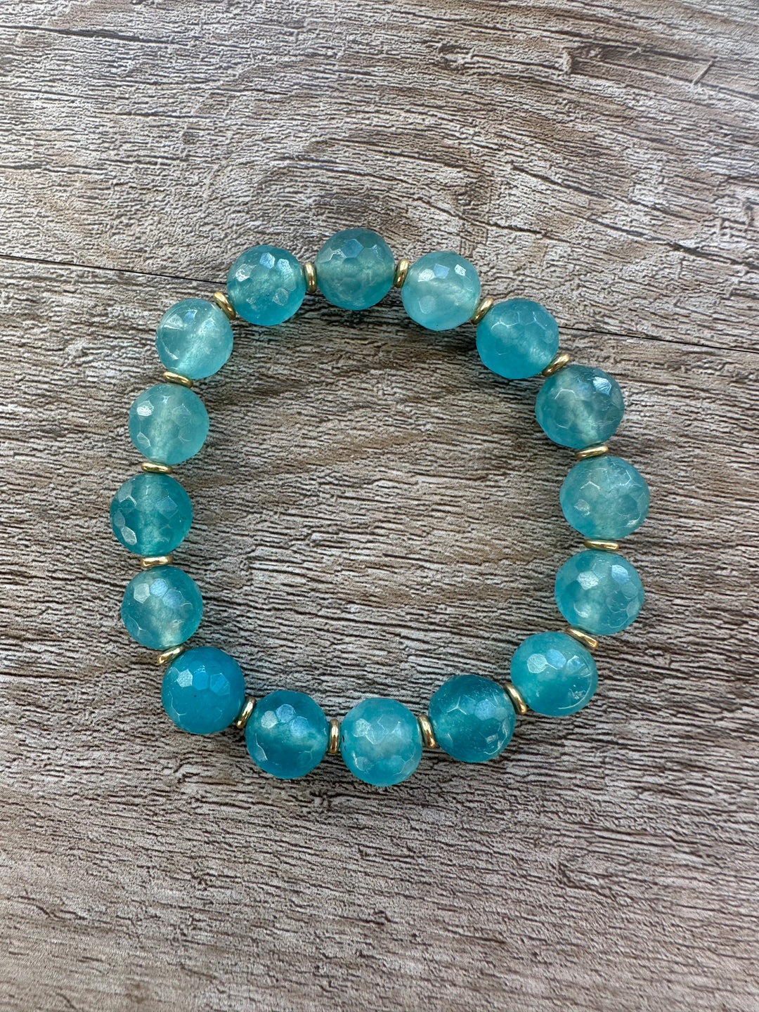 Teal Quartz and Gold Bracelet