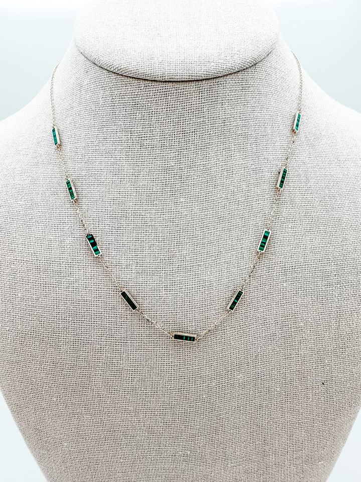 Malachite Bar Chain Necklace