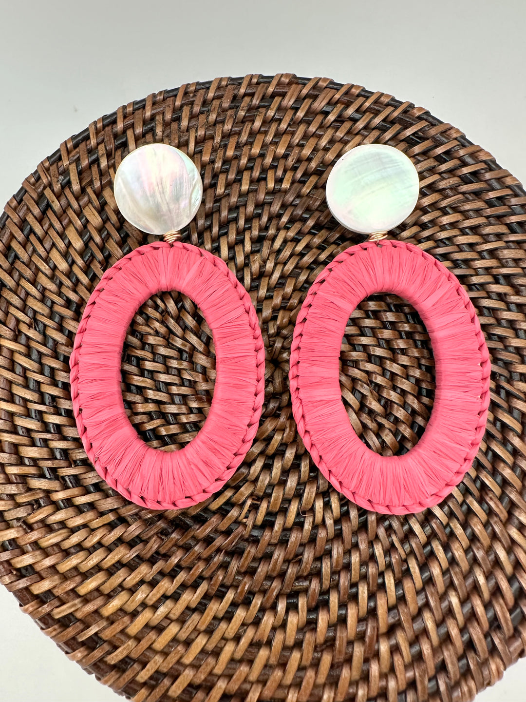 Oval Raffia Earrings