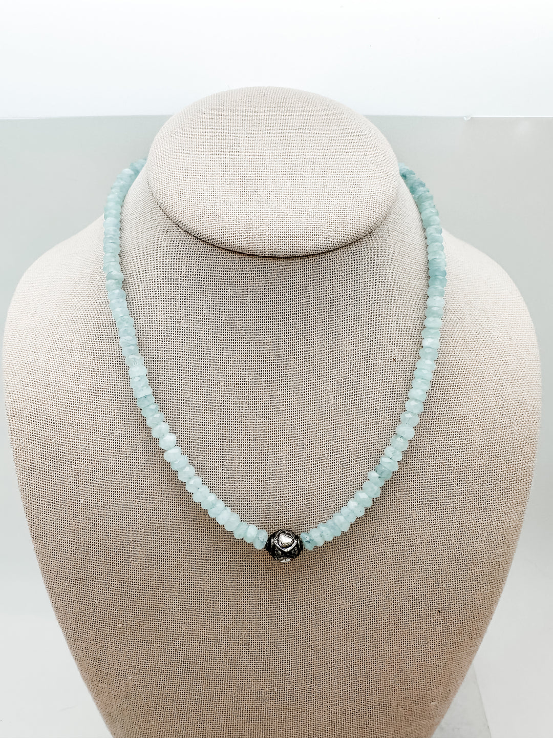 Aquamarine and Rose cut Diamond Necklace