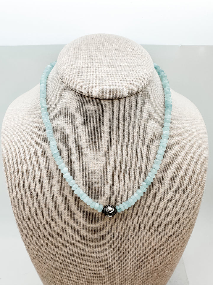 Aquamarine and Rose cut Diamond Necklace