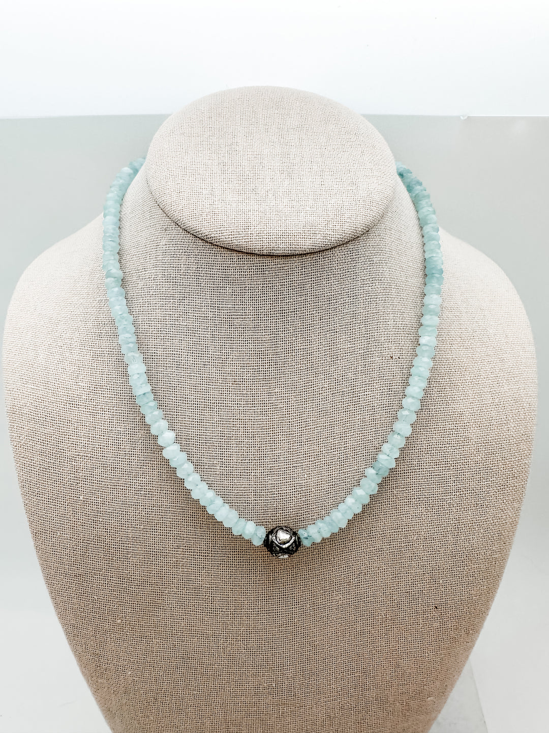 Aquamarine and Rose cut Diamond Necklace