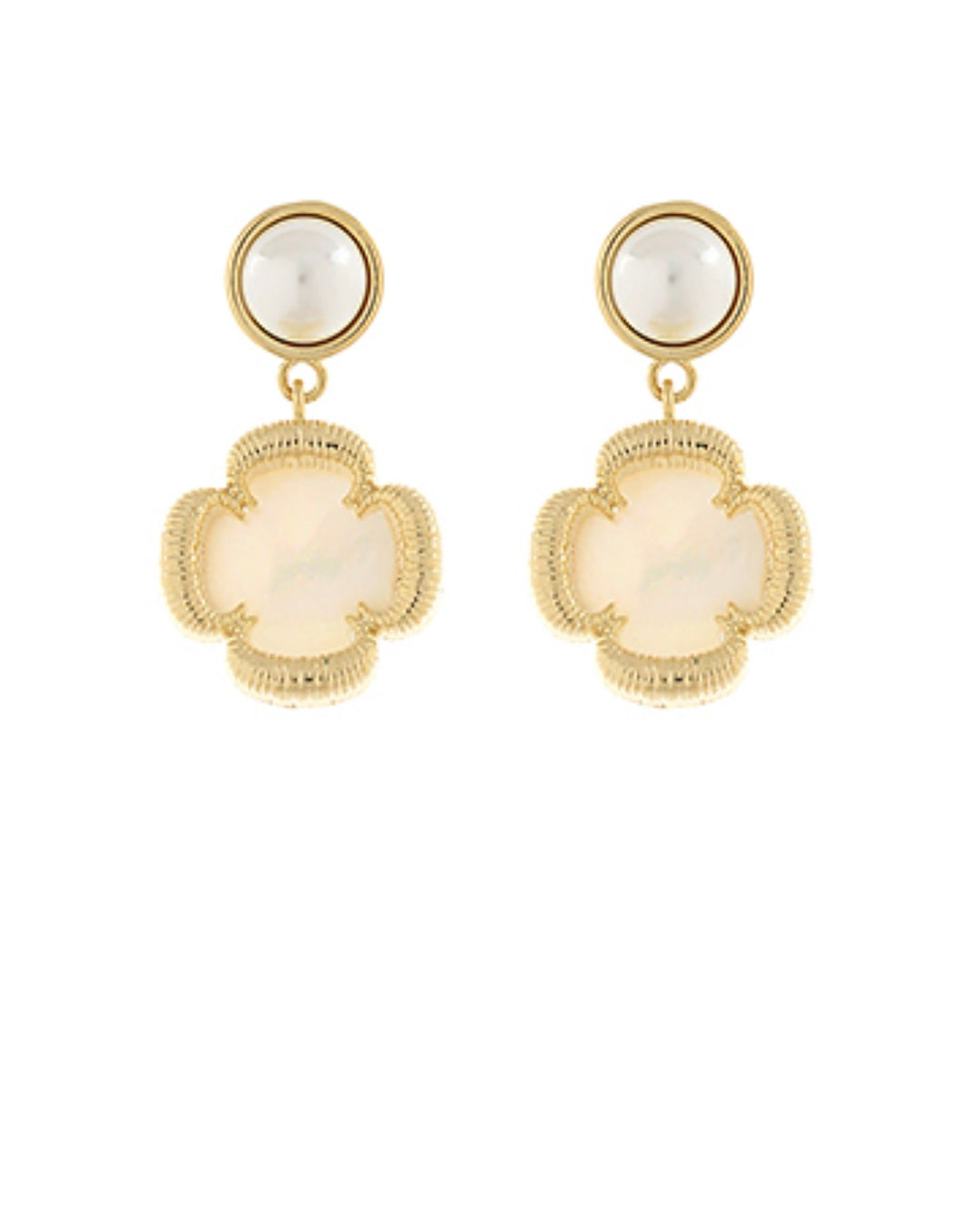 Pearl and Mother of Pearl Cross Earring