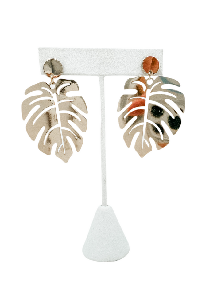 Gold Palm Leaf Earrings