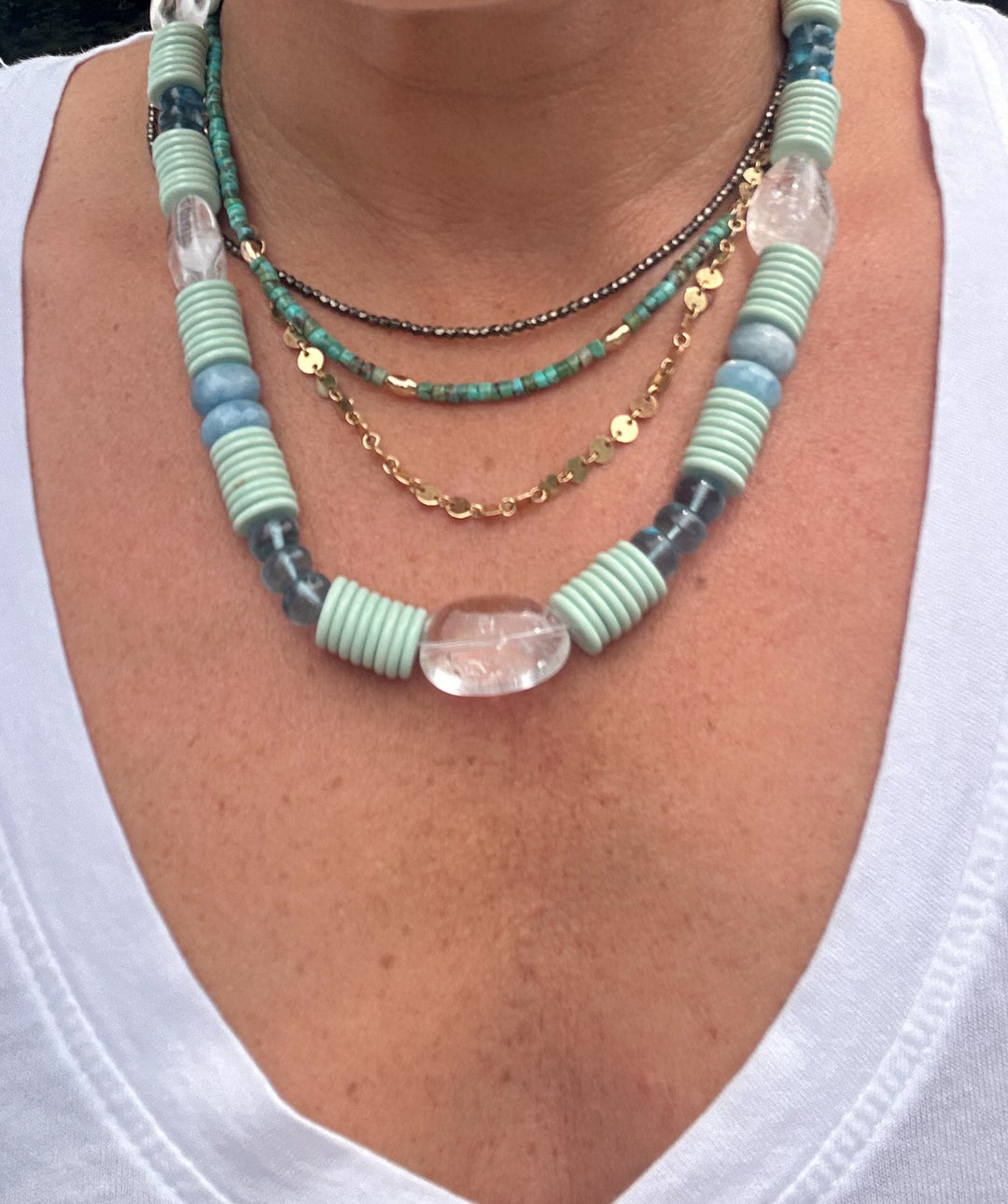 Mint Green and Blue Bold Necklace