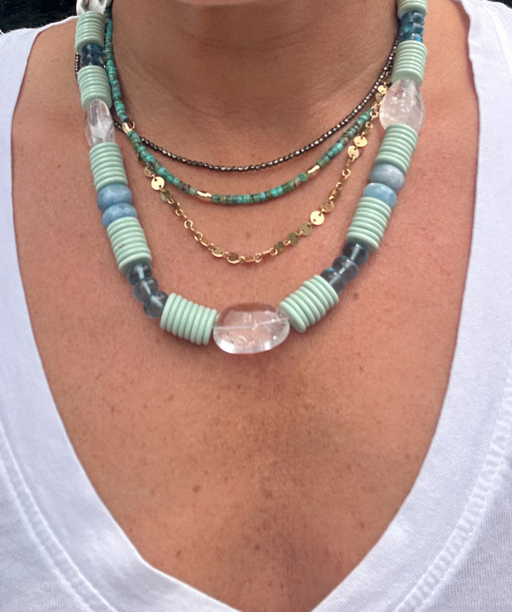 Mint Green and Blue Bold Necklace