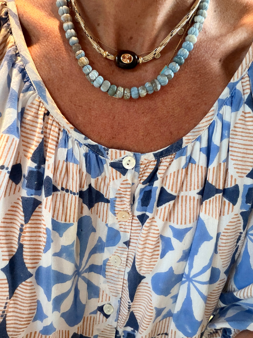 Tigers Eye Bead on Tan Cord Necklace
