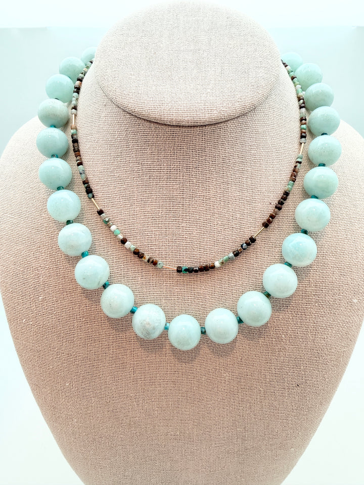Mint Green Aventurine and Turquoise Necklace