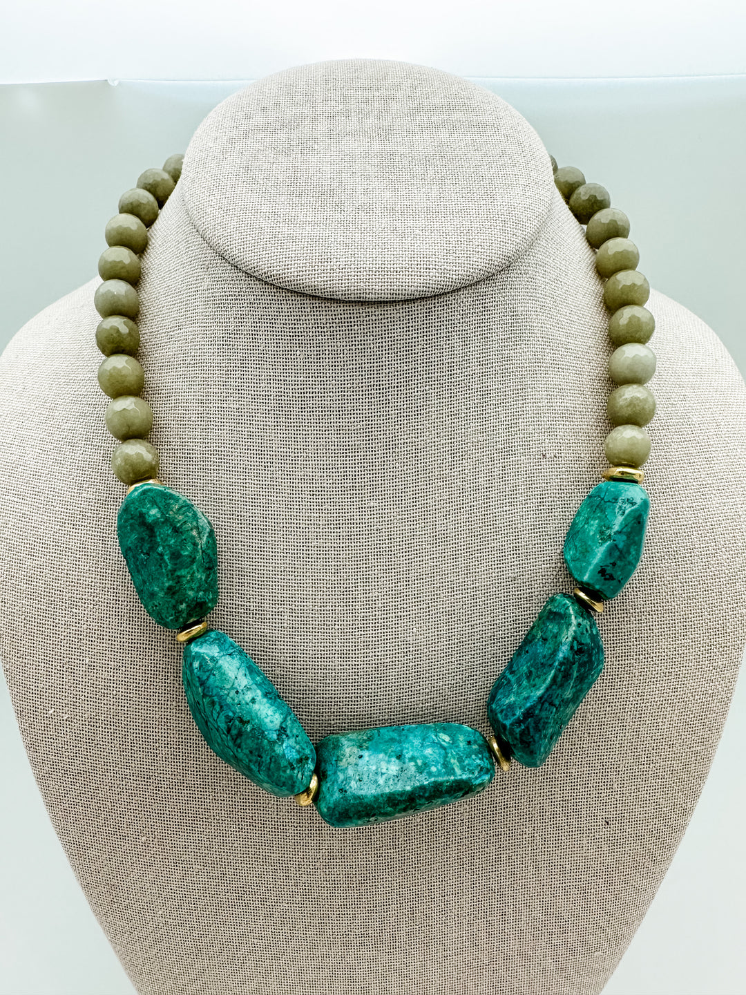 Chrysocolla and Jade Necklace