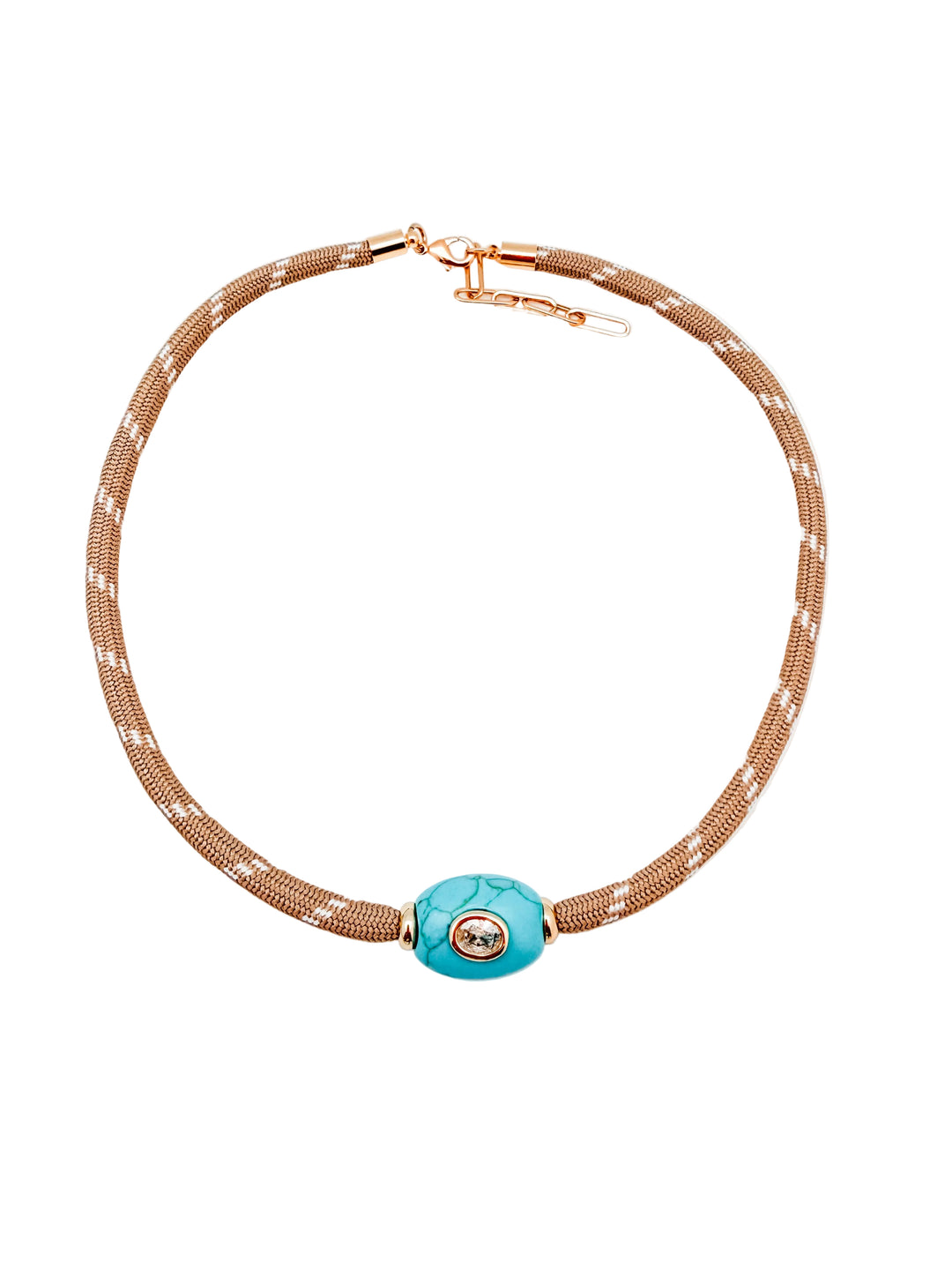 Turquoise Howlite Gemstone on Tan Cord Necklace